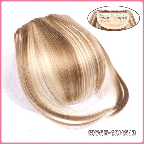 Zhuge Clip in Bangs, Synthetic French Bangs Hair Clip, Fake Bangs Fringe with Temples Hairpieces for Women Natural Curved Bangs Clip in Hair Extensions for Daily WearB