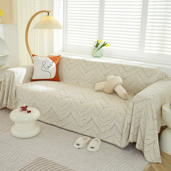 Zhuge Couch Cover All Seasons Sofa Covers Sofa Towel Cover for Living Room Sofa Easy Fit Washable Furniture Sofa Protector (70.87*137.79inch,Beige)