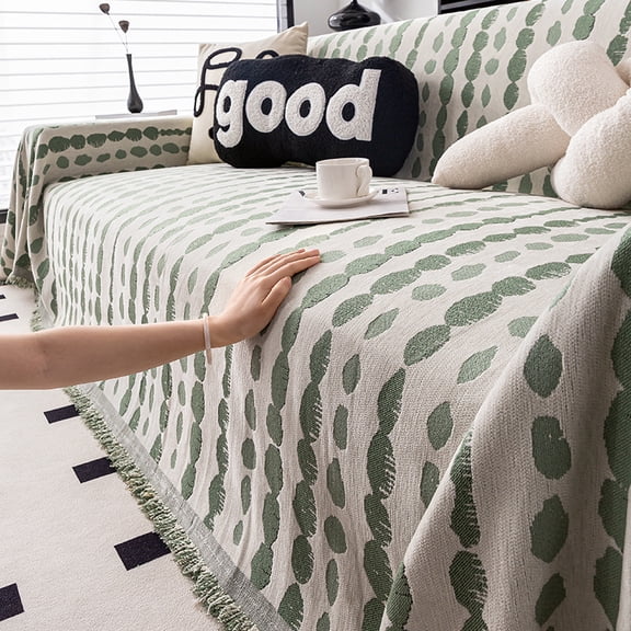 Zhuge Couch Cover Chenille Sofa Covers Stone Pattern Sofa Towel Cover for Living Room Sofa Easy Fit Washable Furniture Sofa Protector (Green,70.87*90.55inch)