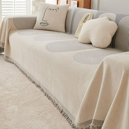 Zhuge Couch Cover Grey Chenille Sofa Covers Sofa Towel Cover for Living Room Sofa Easy Fit Washable Furniture Sofa Protector 70.87*102.36inch