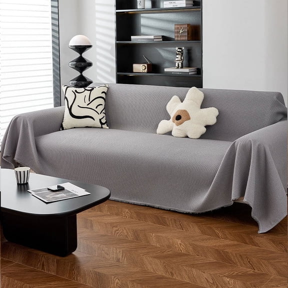 Zhuge Couch Cover Waffle Sofa Covers Sofa Towel Cover for Living Room Sofa Easy Fit Washable Furniture Sofa Protector 70.87*59.06inch (Grey)