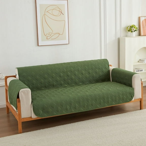 Zhuge Couch Sofa Slipcover 100% Waterproof Nonslip Quilted Furniture Protector for Dogs, Children, Pets, Machine Washable (Green, 74.8*77.16inA)