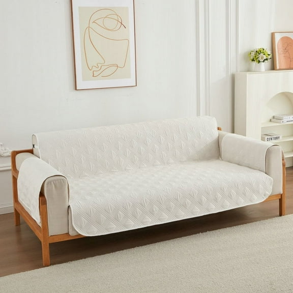 Zhuge Couch Sofa Slipcover 100% Waterproof Nonslip Quilted Furniture Protector for Dogs, Children, Pets, Machine Washable (White, 51.18*77.16inA)