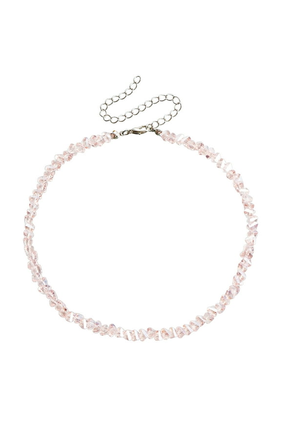 Crystal Beaded Necklace Pink 1-Piece Crystal Accent Fashion Jewelry, Elegant Sparkling Accessory with Premium Design