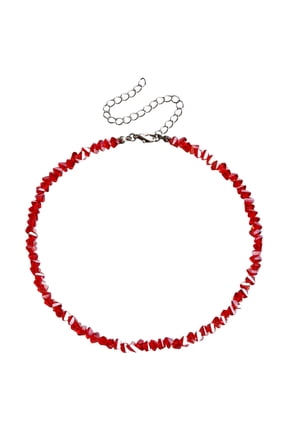 Crystal Beaded Necklace Red 1-Piece Crystal Accent Fashion Jewelry, Elegant Sparkling Accessory with Premium Design