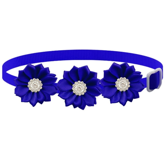 Zhuge Dark Blue 2-Pack Adjustable Flower Tie Collars for Pets, Festive Party Accessories for Valentine's, Wedding & Birthday (Puppy Embellishments)