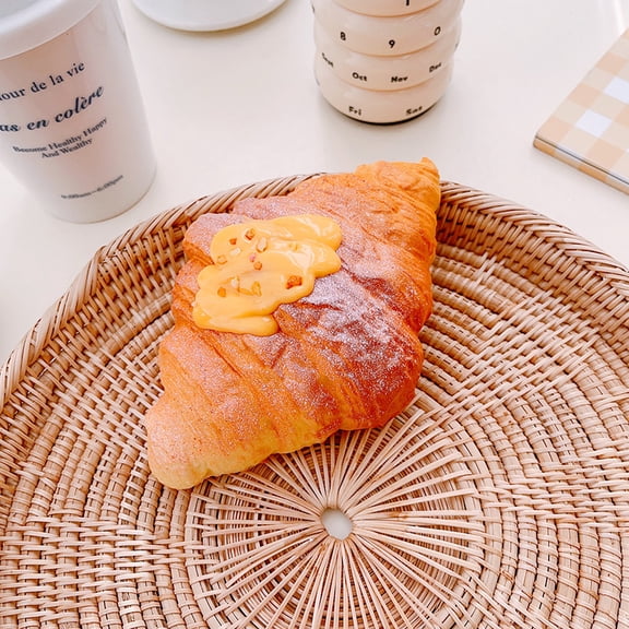 Zhuge Delightful Croissant Bread Squishies, Scented Slow Rising Fidget, Realistic Stress Relief with Restaurant Decor Use, Yellow