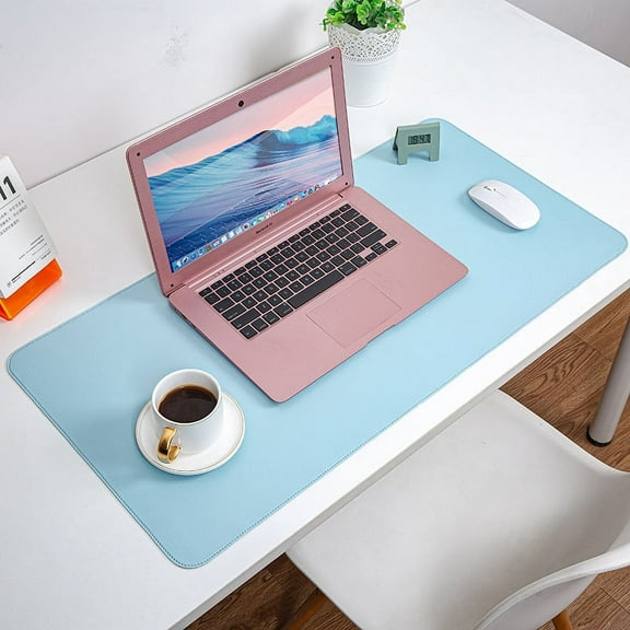 Zhuge Desk Pad, PU Leather Large Mouse mats for Office and Home Work, Desk Protector Non-Slip, Waterproof, Easy Clean - Blue, 31.5"x15.75"