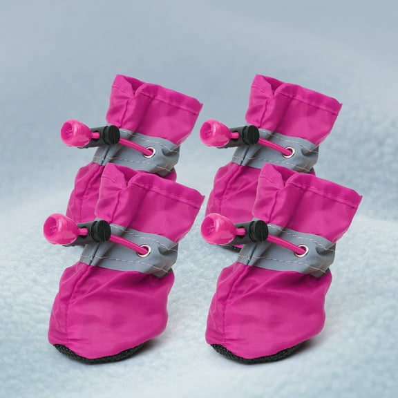 Zhuge Dog Boots Paw Protector, Anti-Slip Winter Dog Shoes with Reflective Straps for Small Medium Dogs Size 7,4PCSRose