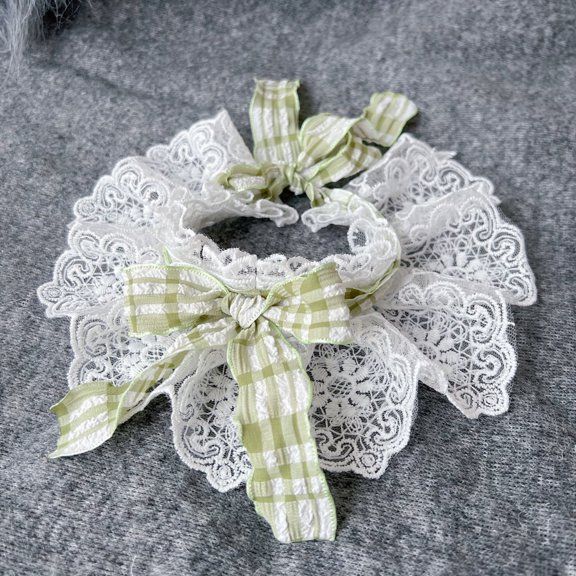 Zhuge Elegant Lace-Trimmed Pet Bib Collar, Cute Lace Bib for Cats, Puppies & Small Pets,Green S Size,1 Piece