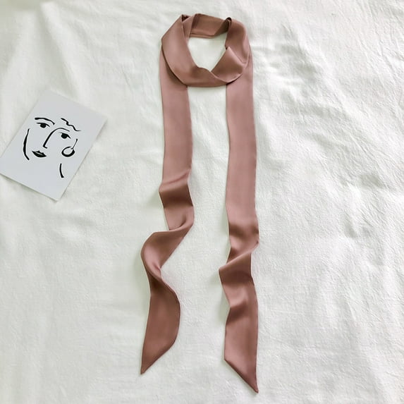 Zhuge Elegant Personalized Scarf, Solid Color Slender Narrow Scarf with Ribbon Binding Bag Handle Scarf Binding Hair Small Ribbon Decoration Scarf Hair Band Scarf (Pink)