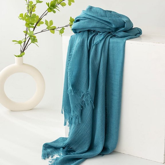Zhuge Women's Large Summer Gauze Scarf, 39x74 Inch Lightweight Polyester Long Beach Shawl Wrap, Lake Blue