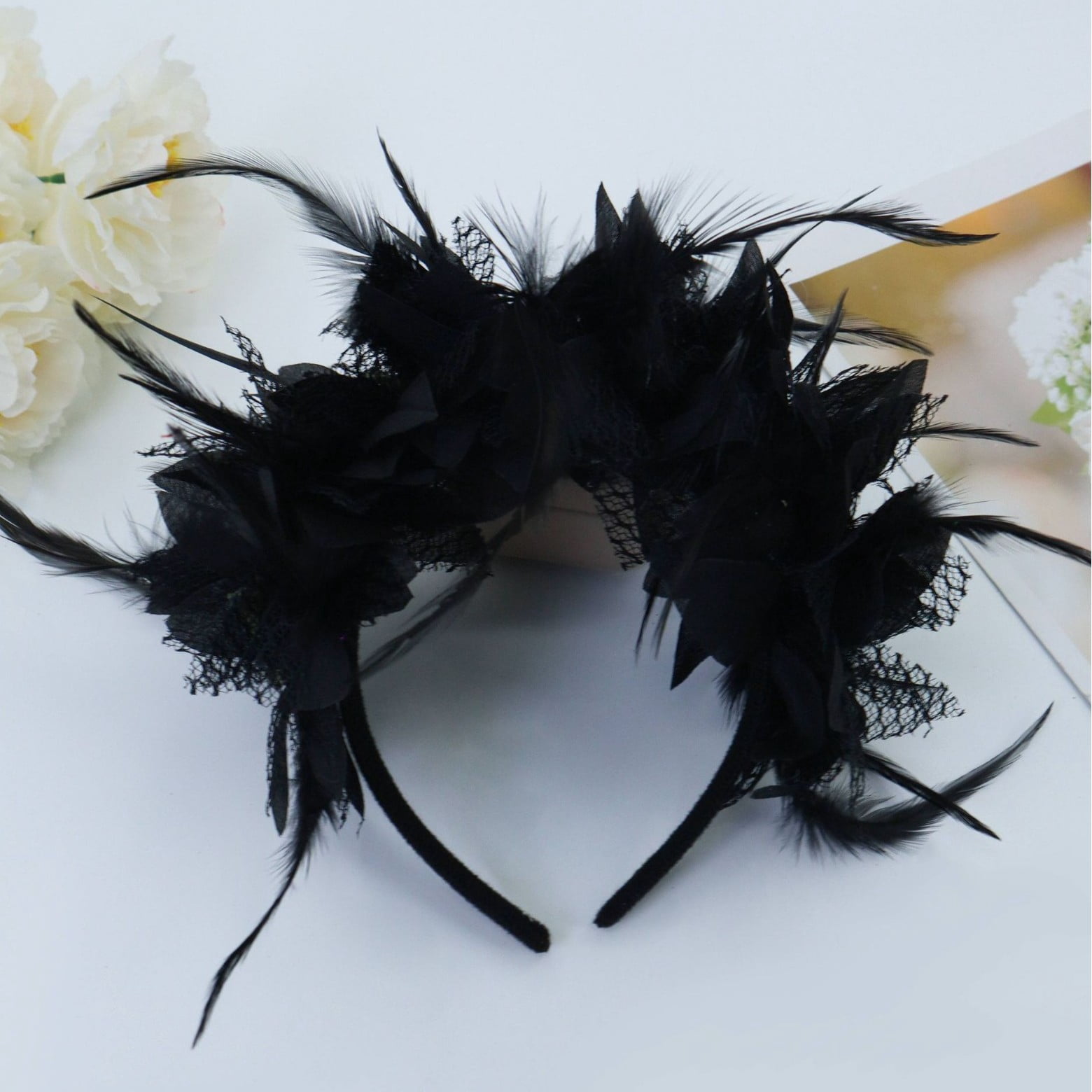 Elegant Black Feather Headband‎ 1920s Flapper Headpiece Great Gatsby Feather Headband  main image 3