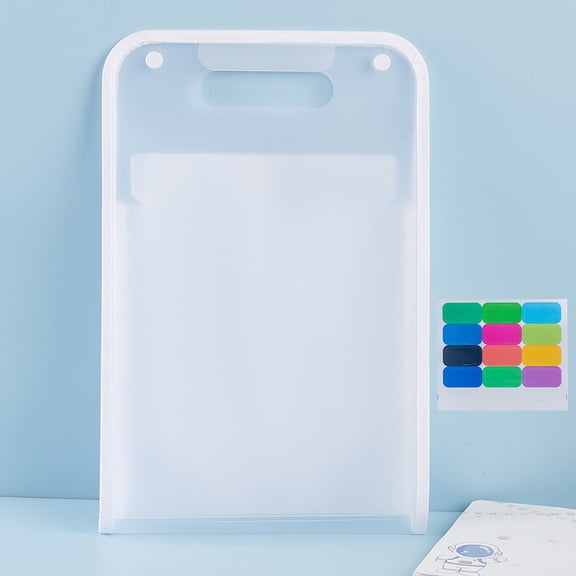 Zhuge Extended Waterproof Folder, Vertical A4 File Organizer with Handle, Portable Vertical A4 Hand-held Organ Bag, Plastic Transparent Folder Pockets Envelope (White A)