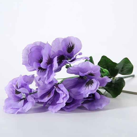 Zhuge Fake Flowers Pansy Small Wildflower Daisy 6 Pack Artificial Plastic Purple Flowers for Home Wedding Kitchen Garden Table Centerpiece Indoor Outdoor Decoration (Purple)