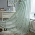 thumbnail image 1 of Zhuge Farmhouse Cotton Crochet Lace Window Curtain Panel with Tassels Rod Pocket Semi Sheer Hollow Curtains for Bedroom Living Room, 1 Piece (Green,59"x87"), 1 of 5