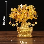 Zhuge Feng Shui Citrine/Yellow Crytal Money Tree with Chinese Dragon Pots Style B,Small