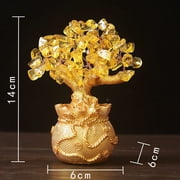 Zhuge Feng Shui Citrine/Yellow Crytal Money Tree with Chinese Dragon Pots Style D