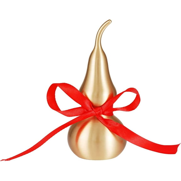 Zhuge Feng Shui Decor - Brass Wu Lou Gourd with Red Luck Strip for Ideal Home Decoration,Table,Full Brass,Fortune Protection,Hu Lu Bring Good Luck,Healthy,Success3.5inch Tall