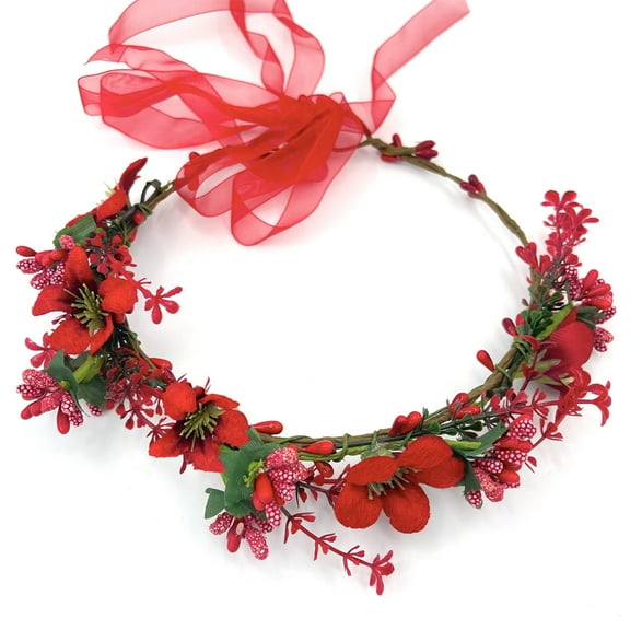 Zhuge Flower Headband Floral Crown Garland Halo for Wedding Festival (A02)