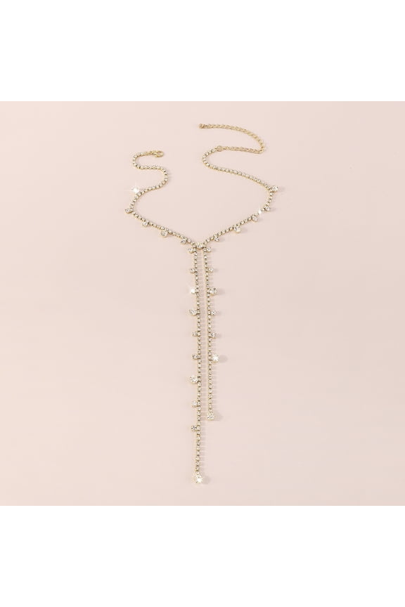 Glistening Layered Rhinestone Choker Necklace, Waterfall Statement Jewelry with Sparkling Crystal Accents,S15