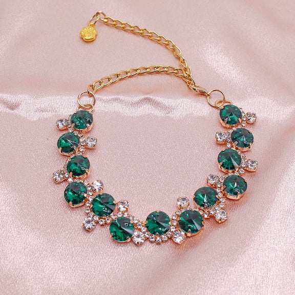 Zhuge Green M Size Sparkling Bling Pet Collar for Small & Medium Cats, Dogs, Kittens & Puppies (1 Pc)