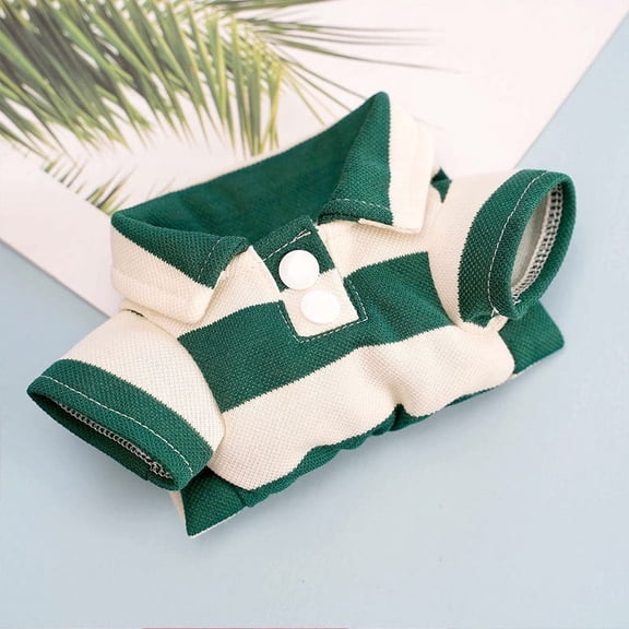 Zhuge Green M Size Summer Button-Up Pet Polo Shirt for Cats & Dogs, Breathable Cotton Pet Clothes, 1 Piece