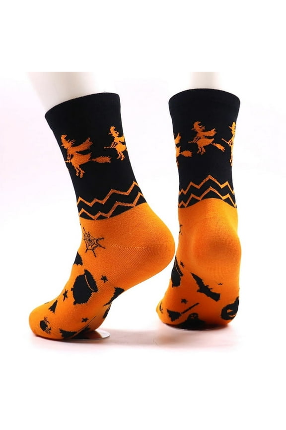 Halloween Holiday Crazy Novelty Cotton Crew Length Casual Dress Socks 6 PackWitch