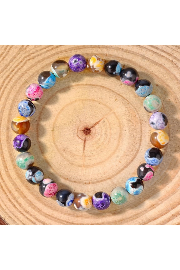 Handmade 8mm Natural Gemstone Stretch Bracelet, Unisex Crystal Design for Meditation, Yoga, Spiritual Healing & Positive Vibes, Colorful C