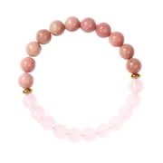 Zhuge Handmade 8mm Natural Gemstone Stretch Bracelet, Unisex Crystal Design for Meditation, Yoga, Spiritual Healing & Positive Vibes, Pink