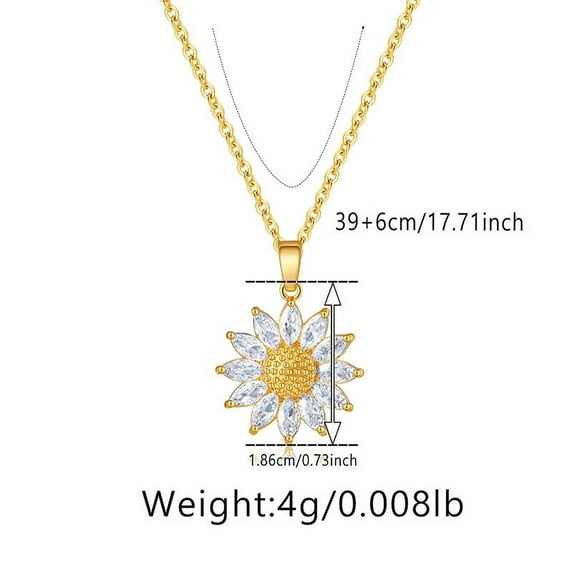 Zhuge Handmade Necklace Pendant Suitable for Men and Women, Flower Set Zircon Pendant Necklace (Gold)