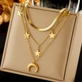 thumbnail image 1 of Zhuge Handmade Necklace Pendant Suitable for Men and Women, Multi layered Starry Moon Pendant Necklace (Gold), 1 of 2