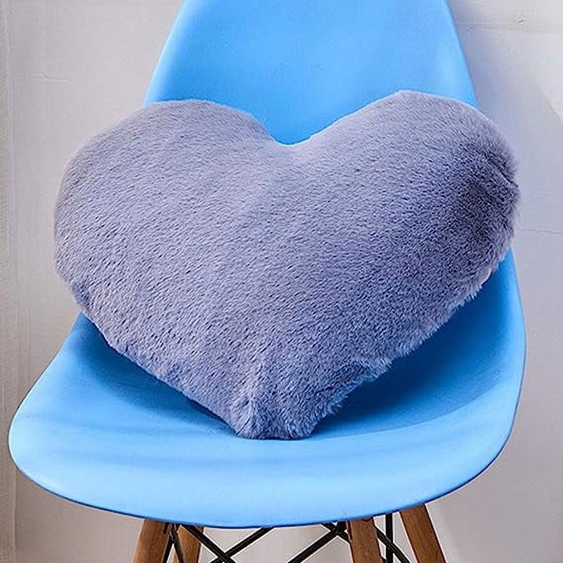 Zhuge Heart Shaped Love Throw Pillow with Insert Soft Faux Rabbit Fur