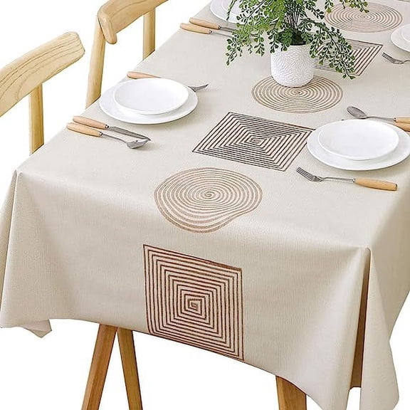 Zhuge Heavy Duty Vinyl Table Cloth for Kitchen Dining Table Wipeable PVC Tablecloth for Rectangle Table(54"x78",Geometry)