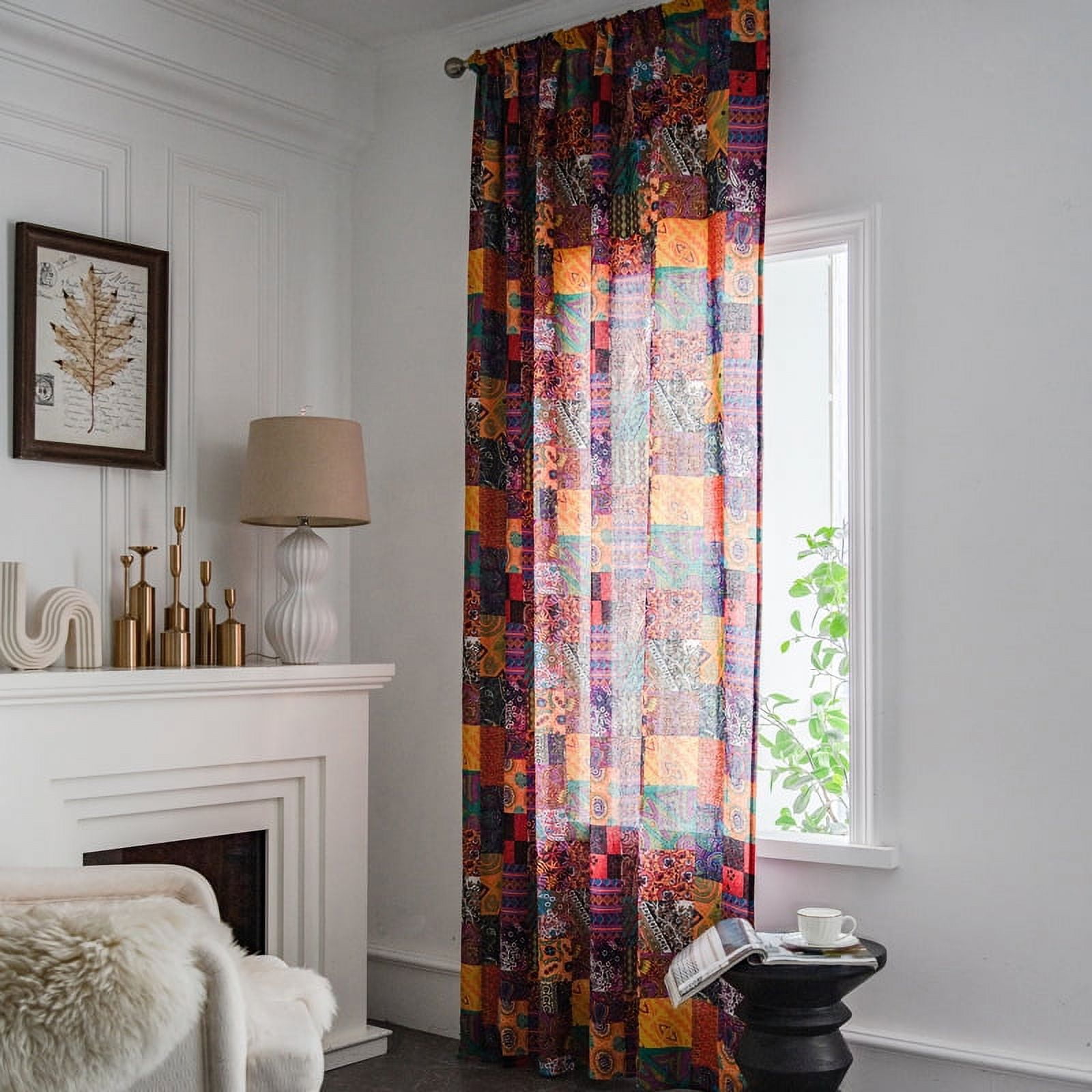 Zhuge Home Curtains for Bedroom Living Room,Semi-Blackout Country Cotton and linen Vintage Chic Tassels Hollow Window Treatment Rod Pocket Drape（2 Panel，78.7*55.1in,A74）