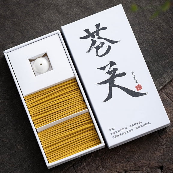 Zhuge Incense Sticks Organic Non Toxic - 1 box Natural Inscents with Insence Holder -120 Sticks, Clean Burn, Gift Set,Yellow
