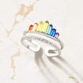 thumbnail image 1 of Zhuge Jewelry Ring Love Rings, Women Rainbow Open-end Crown Ring Adjustable Double Band Circlet Jewelry Gift Wedding Band Best Gifts for Love with Valentine's Day - Silver, 1 of 5
