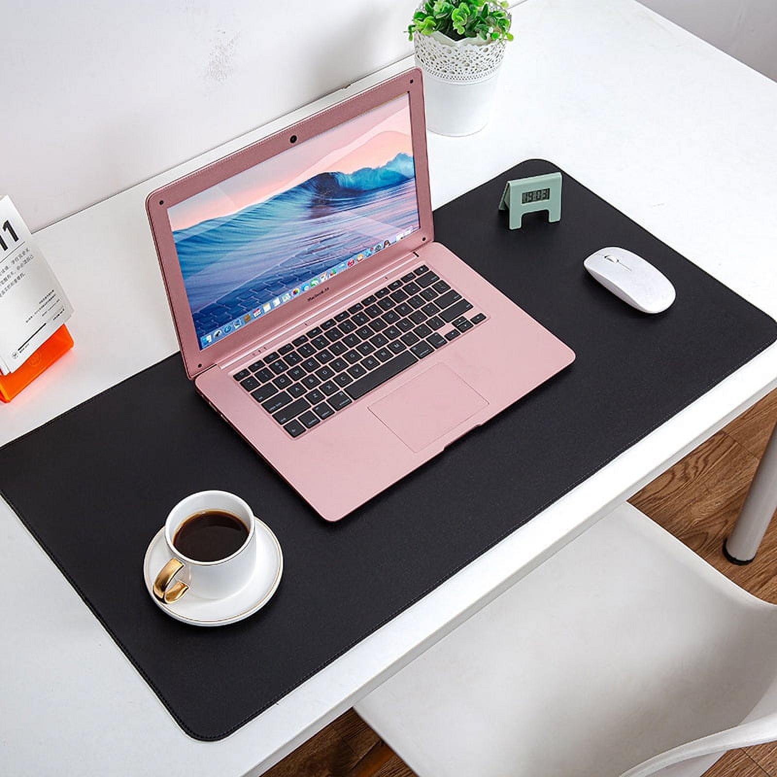 Zhuge Leather Desk Pad Protector,Mouse Pad,Office Desk Mat, Non-Slip PU Leather Desk Blotter,Laptop Desk Pad,Waterproof Desk Writing Pad for Office and Home- Black, 47.2"x23.6"