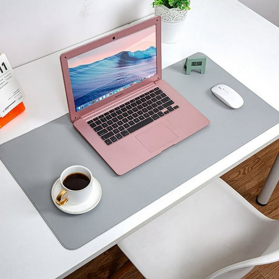 Zhuge Leather Desk Pad Protector,Mouse Pad,Office Desk Mat, Non-Slip PU Leather Desk Blotter,Laptop Desk Pad,Waterproof Desk Writing Pad for Office and Home- Grey, 47.2"x23.6"