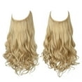 thumbnail image 1 of Zhuge Long Wavy Wig piece with Invisible Transparent Adjustable Size Fish Line Curly Hair Piece Hidden Secret Hairpiece for Women No Clip 22 inch,Ashe Blonde, 1 of 2