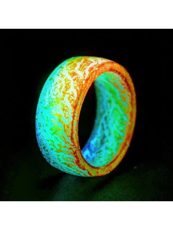 Luminous Glow Ring Glowing in The Dark Jewelry Unisex Decoration for Adult, Flash Finger Rings Light up RingSize6two-tone