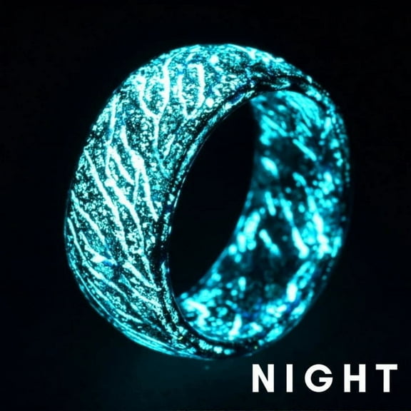 Zhuge Luminous Glow Ring Glowing in The Dark Jewelry Unisex Decoration for Adult, Flash Finger Rings Light up RingSize7Black and Blue