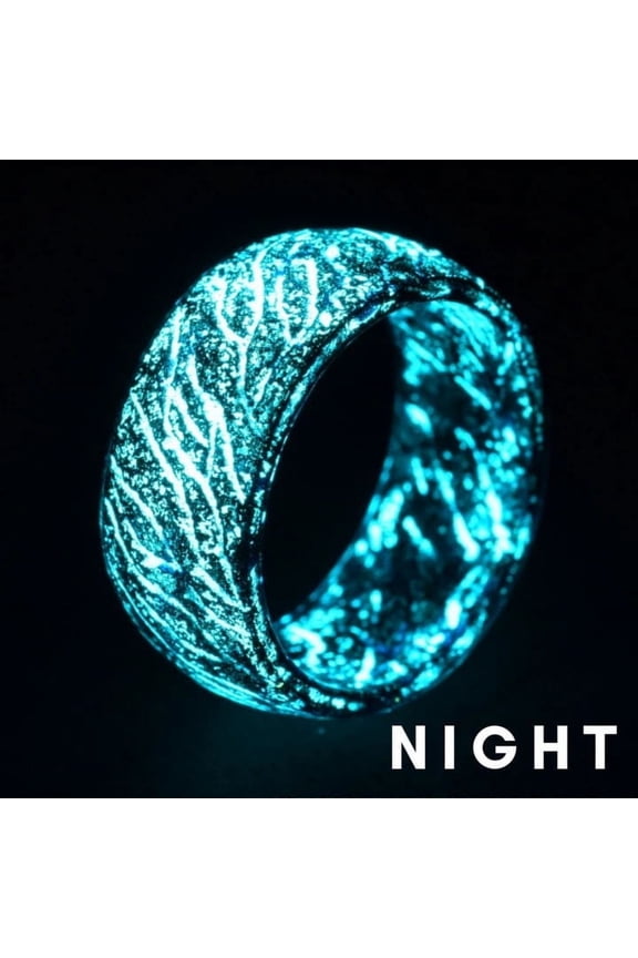 Luminous Glow Ring Glowing in The Dark Jewelry Unisex Decoration for Adult, Flash Finger Rings Light up RingSize8Black and Blue