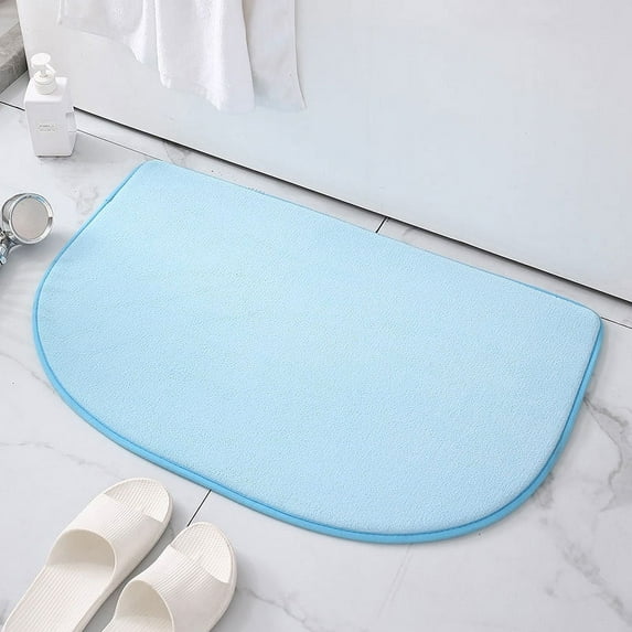 Zhuge Luxury Bathroom Rug Mat, Extra Soft and Absorbent Microfiber Bath Rugs, Non-Slip Plush Shaggy Bath Carpet, Machine Wash Dry, Bath Mats for Bathroom Floor,Memory sponge (semi circular blue)