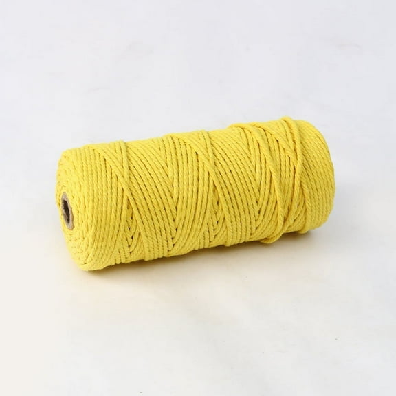 Zhuge Macrame Cord 4mm x 110yards Natural Macrame Cotton Rope Colored Macrame Rope Soft Cotton Cord Macrame Supplies Craft Rope Macrame Yarn for Plant Hanger Wall Hanger Yellow