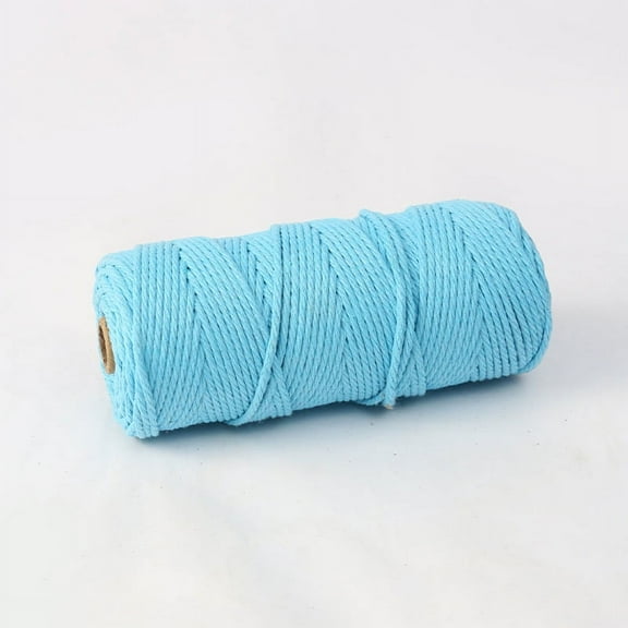 Zhuge Macrame Cord 4mm x 110yards Natural Macrame Cotton Rope Colored Macrame Rope Soft Cotton Cord Macrame Supplies Craft Rope Macrame Yarn for Plant Hanger Wall Hanger Light Blue