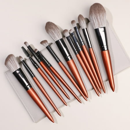 Zhuge Makeup Brush Set 12 Pcs Premium Synthetic Foundation Powder Concealers Eye shadows Blush Makeup Brushes with Grey Storage Bag