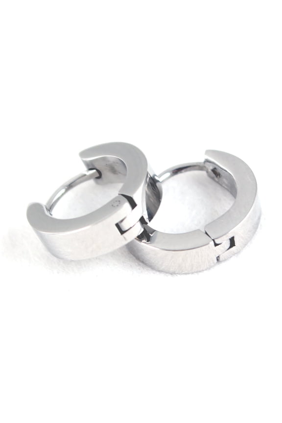 Men's Stainless Steel Hoop Earrings Hypoallergenic, Polished Silver Finish, Comfortable Fit( 1 pair)