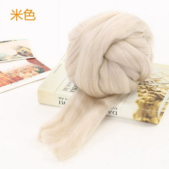 Zhuge Merino Wool Roving 2.2 lb for Spinning | Soft Chunky Jumbo Yarn for Arm Knitting Blanket Felting Core, Carded StuffingBeige