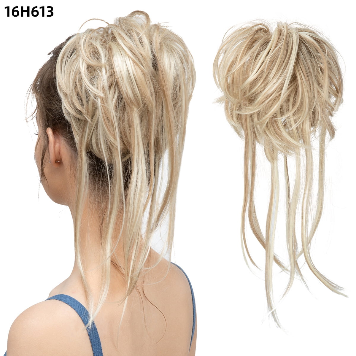 Zhuge Messy Bun Hair Piece Tousled Updo Hair Buns Extension Elastic Hair Band Hair Pieces Curly Hair Bun Scrunchie For Women Beach Blonde A